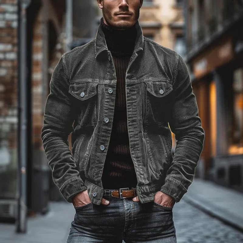 Man wearing an elegant vintage jacket, ideal for timeless autumn style and everyday sophistication