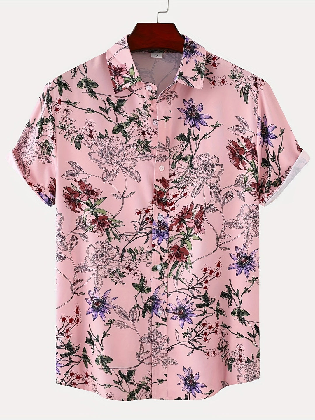 Men's floral Hawaiian shirt with breathable fabric and bold tropical design, perfect for casual and vacation wear.