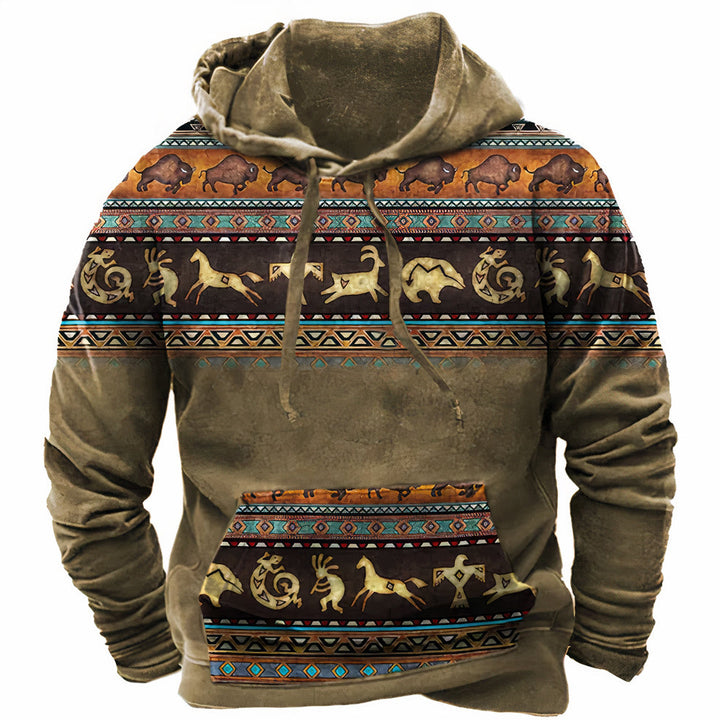 Men's retro vintage hoodie with soft interior and relaxed fit, ideal for stylish and cozy autumn days.








