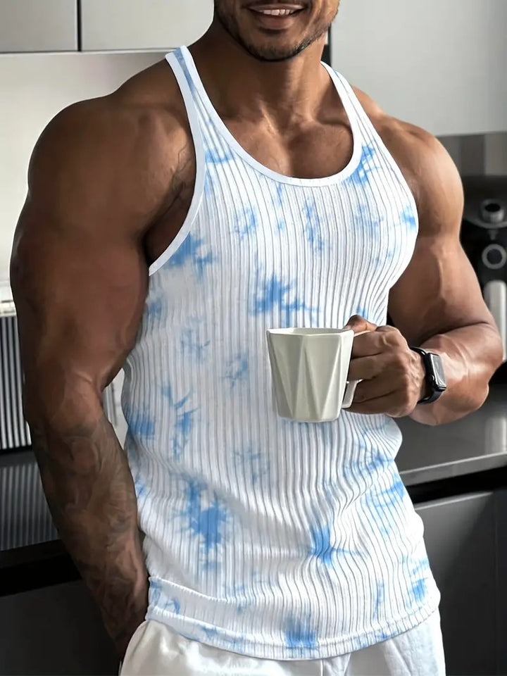 Men's sporty summer tank top with breathable, moisture-wicking fabric for comfort and flexibility in warm weather.