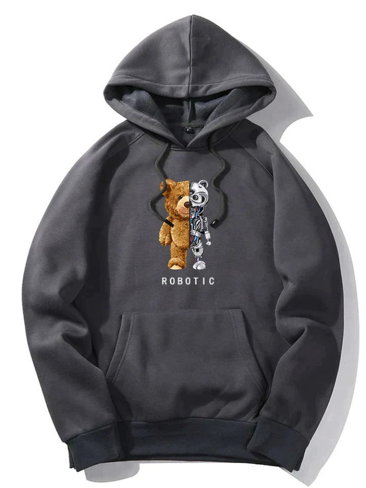  Men's trendy graphic hoodie with a bold design, perfect for casual autumn style.