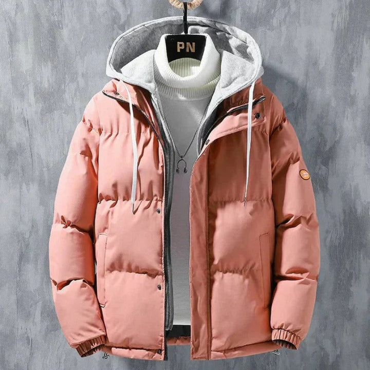 Men's trendy hooded jacket with a modern fit, lightweight warmth, and versatile design, ideal for autumn days.