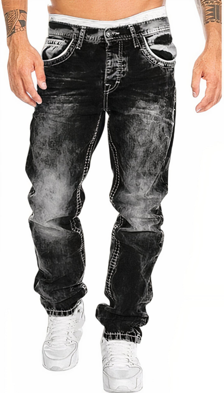 Men's trendy summer jeans with a lightweight, breathable fabric and modern slim-fit design, perfect for warm-weather style.