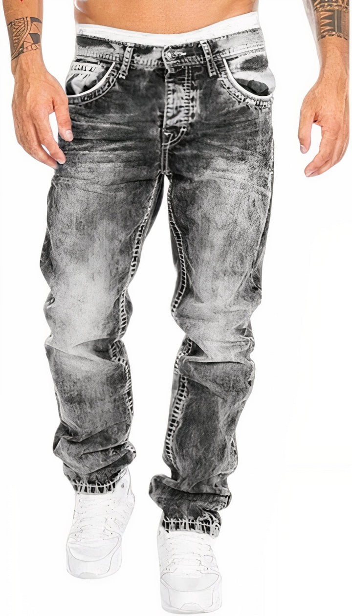 Men's trendy summer jeans with a lightweight, breathable fabric and modern slim-fit design, perfect for warm-weather style.