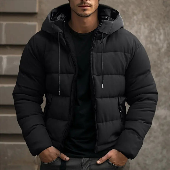 Men’s warm hooded jacket perfect for staying cozy and stylish during Autumn days








