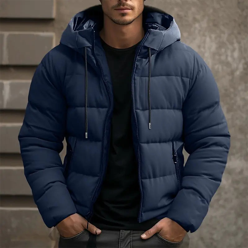 Men’s warm hooded jacket perfect for staying cozy and stylish during Autumn days








