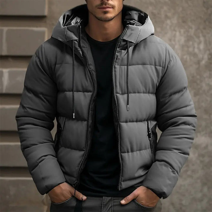 Men’s warm hooded jacket perfect for staying cozy and stylish during Autumn days








