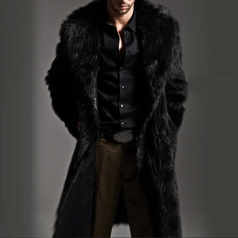 Men’s warm and stylish fur coat, offering premium insulation and elegance for autumn days.