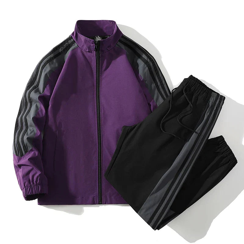Men's waterproof jacket and pants sports set ideal for outdoor workouts and rainy days