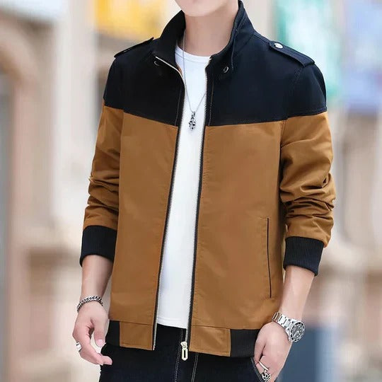 Men’s casual windproof bomber jacket with modern fit and lightweight, breathable fabric, perfect for Autumn days.