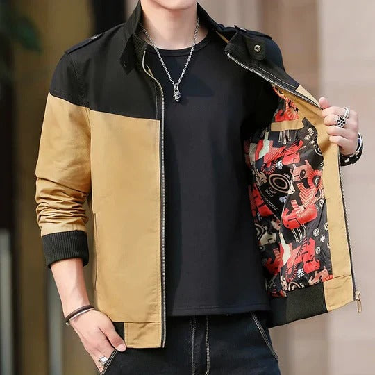 Men’s casual windproof bomber jacket with modern fit and lightweight, breathable fabric, perfect for Autumn days.