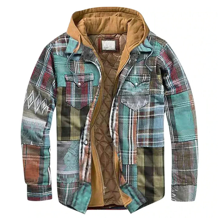 Modern plaid hooded jacket for men, perfect for autumn days with a stylish and warm design.