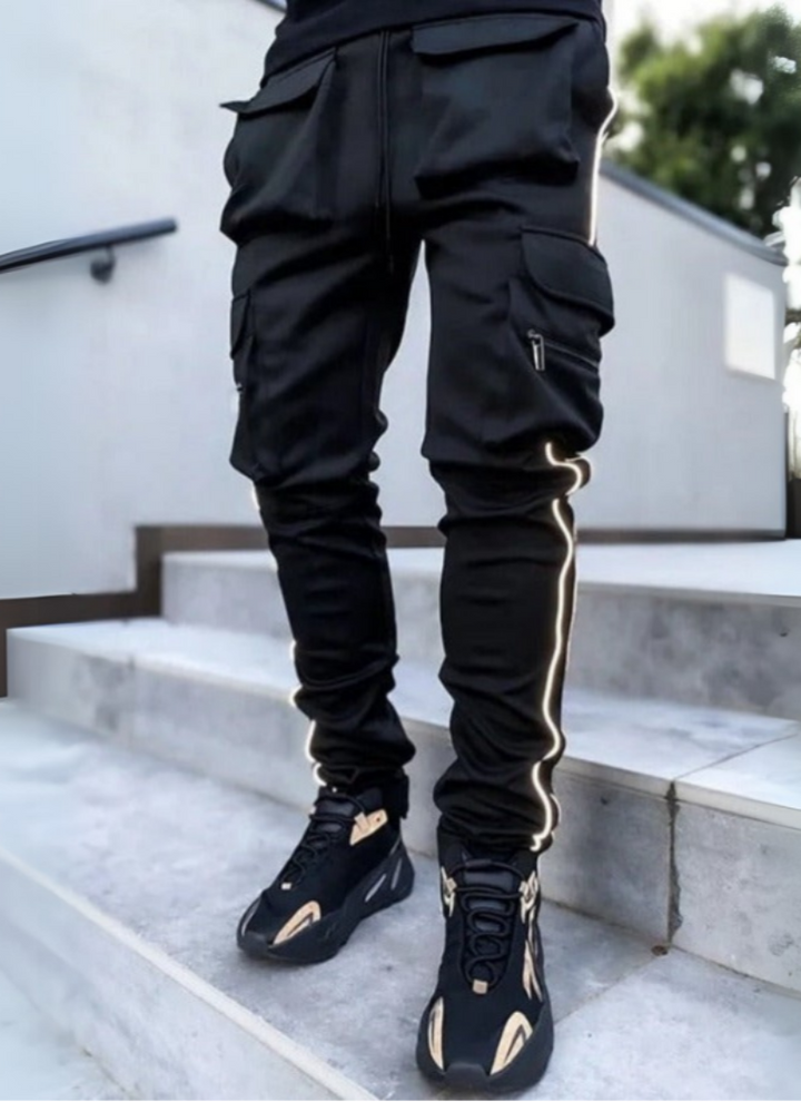 Modern summer pants for men with breathable fabric and a stylish slim-fit design, perfect for warm-weather outfits.
