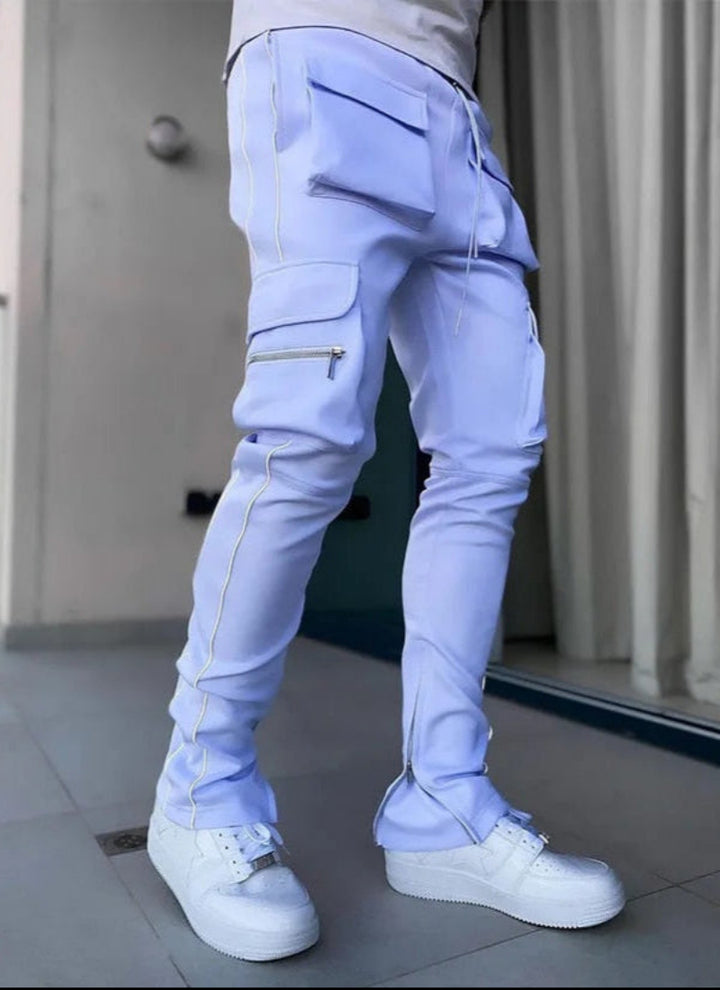 Modern summer pants for men with breathable fabric and a stylish slim-fit design, perfect for warm-weather outfits.