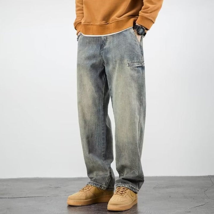 Modern washed denim jeans with a trendy design, flexible fit, and durable fabric, ideal for casual outings and summer days.