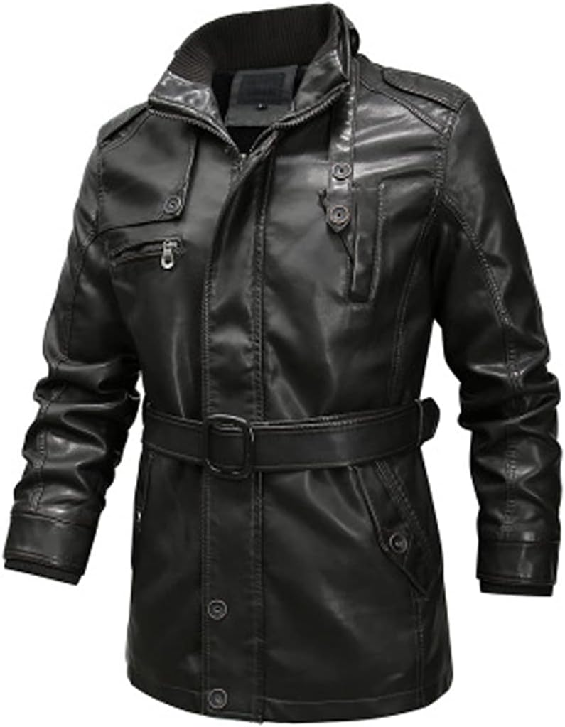  Men’s premium elegant leather coat with a sophisticated design, perfect for autumn days.








