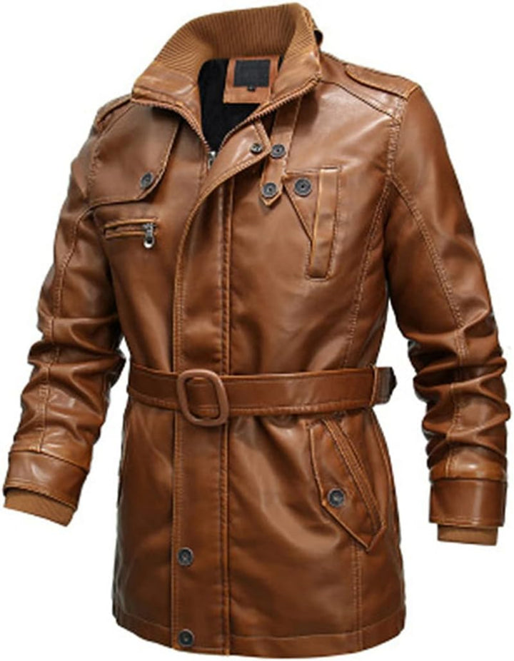  Men’s premium elegant leather coat with a sophisticated design, perfect for autumn days.







