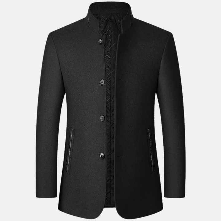 Premium fashionable wool coat with a tailored fit, ideal for autumn days and versatile for formal or casual occasions.