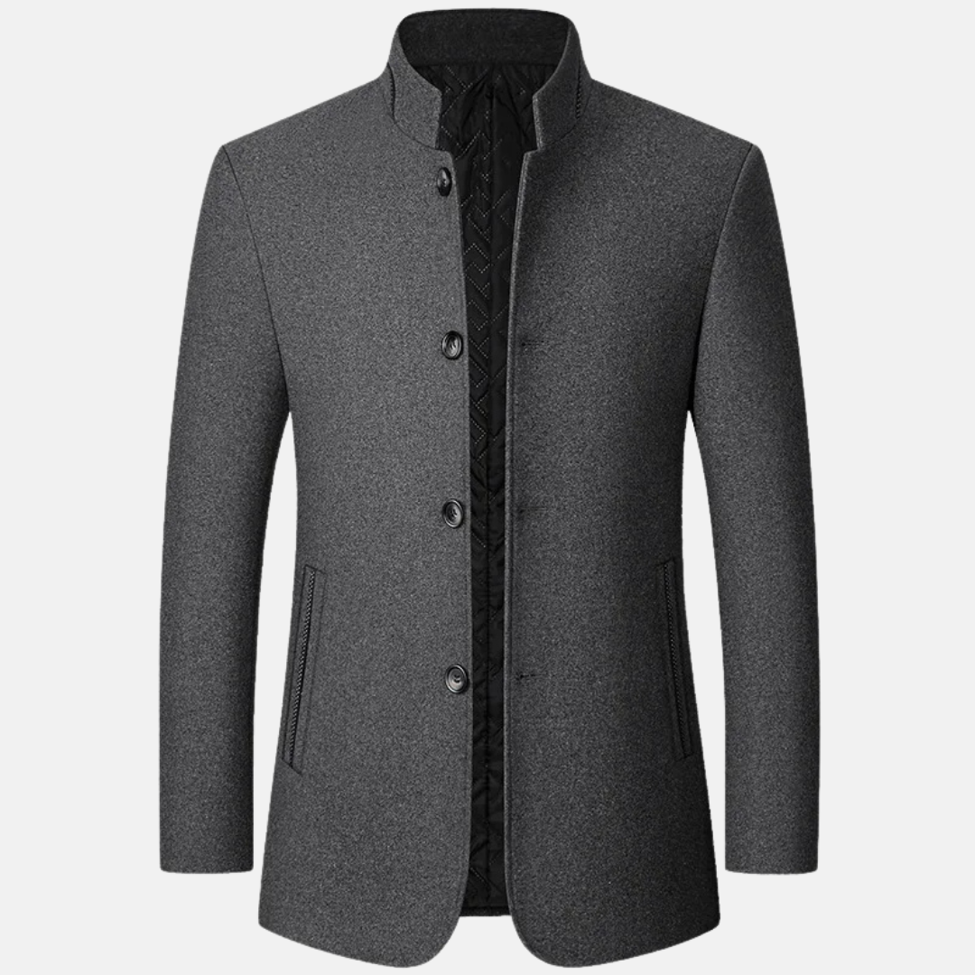 Premium fashionable wool coat with a tailored fit, ideal for autumn days and versatile for formal or casual occasions.