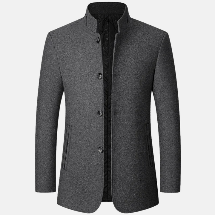 Premium fashionable wool coat with a tailored fit, ideal for autumn days and versatile for formal or casual occasions.