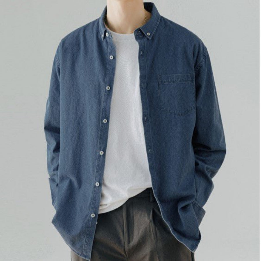 Premium men's long sleeves denim shirt with a classic design and breathable fabric, perfect for casual and summer wear.






