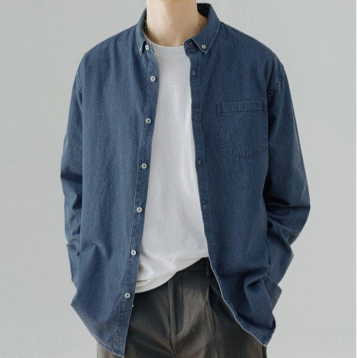 Premium men's long sleeves denim shirt with a classic design and breathable fabric, perfect for casual and summer wear.






