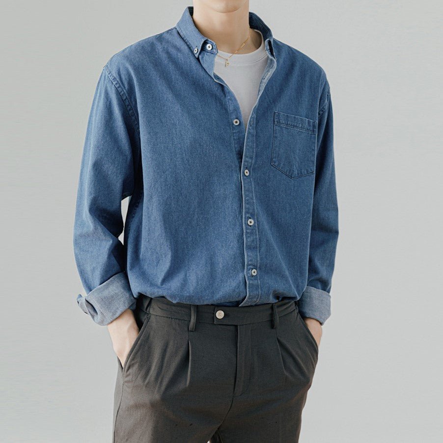 Premium men's long sleeves denim shirt with a classic design and breathable fabric, perfect for casual and summer wear.






