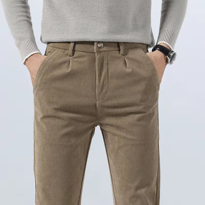 Men's tailored corduroy trousers featuring a modern fit, soft premium fabric, and versatile design, ideal for any occasion.