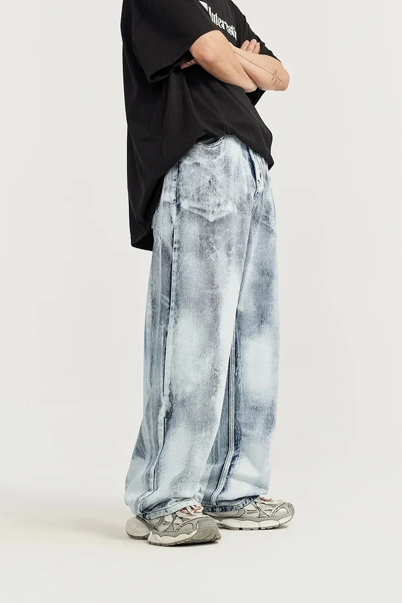 Trendy washed denim summer pants for men, featuring breathable, lightweight fabric for comfort and style on warm days.








