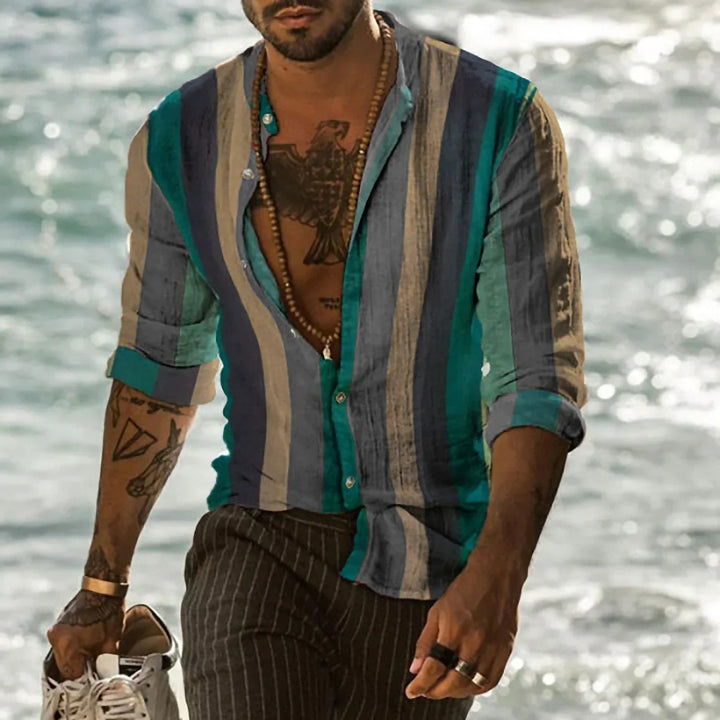 Versatile long sleeves summer shirt with lightweight, breathable fabric for casual and semi-formal summer wear.






