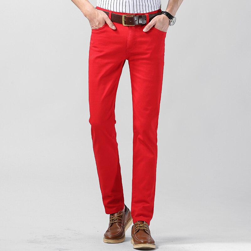 Vibrant trendy men's summer pants with a breathable, lightweight design and modern slim-fit, perfect for warm-weather outings.