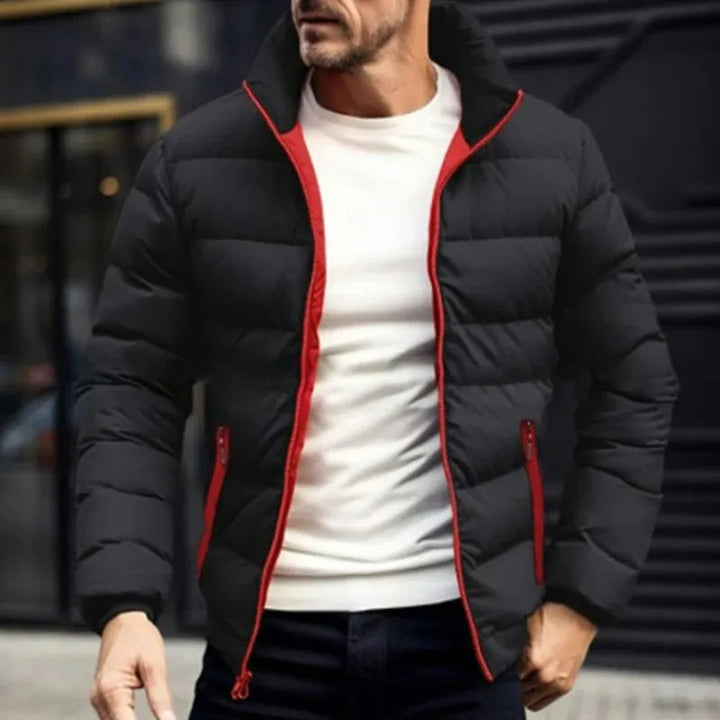 Warm and waterproof padded jacket for men, designed for comfort and protection in autumn weather.
