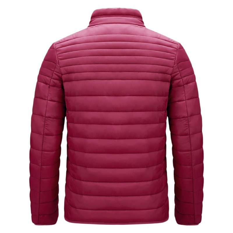 Waterproof men's puffer jacket, designed for warmth and protection on chilly autumn days.

